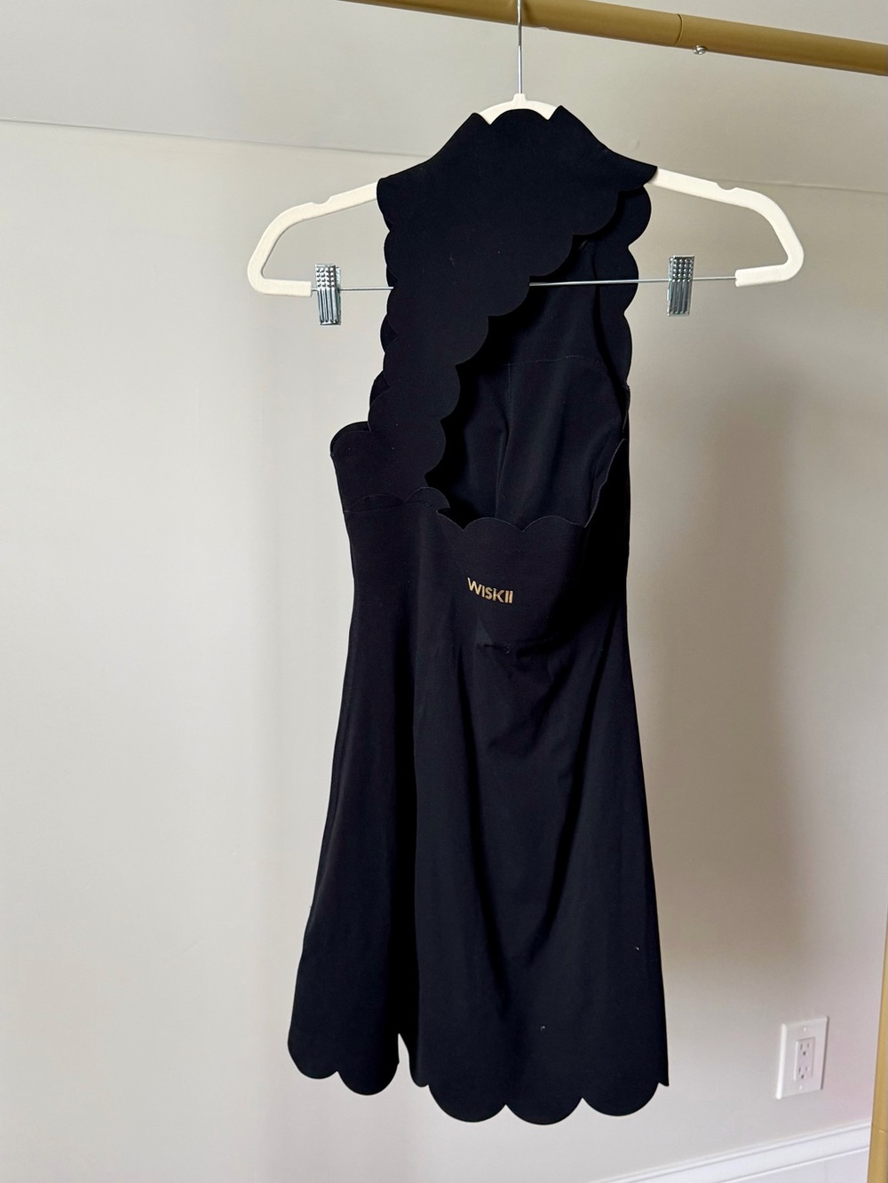 NWOT Wiskii Scallop Back Mock Neck Dress Black Large - Picture 5 of 6